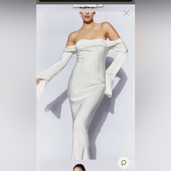 GISELLE Off The Shoulder White Dress - Picture 3 of 9